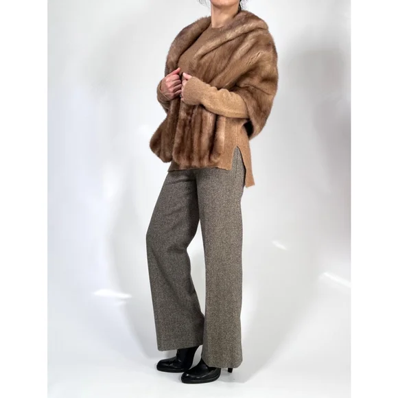 Roberts-Lories San Francisco Mink Stile Brown Fur Stole Cape OS - Picture 13 of 15